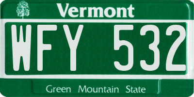 VT license plate WFY532