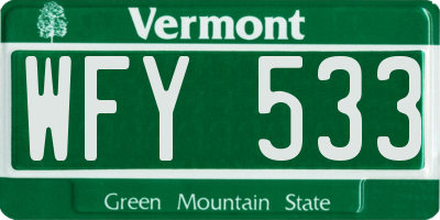 VT license plate WFY533