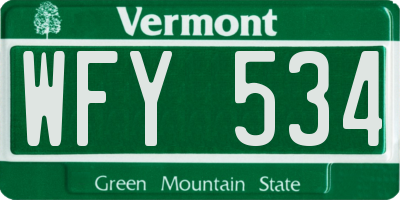 VT license plate WFY534