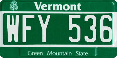 VT license plate WFY536
