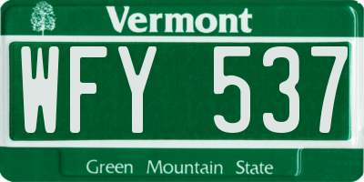 VT license plate WFY537