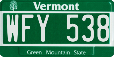 VT license plate WFY538