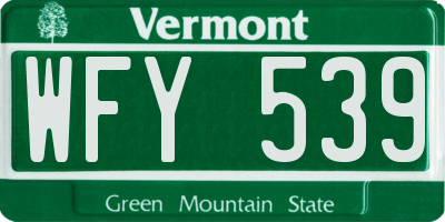 VT license plate WFY539