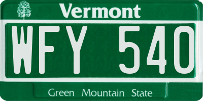 VT license plate WFY540