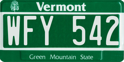 VT license plate WFY542