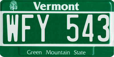 VT license plate WFY543