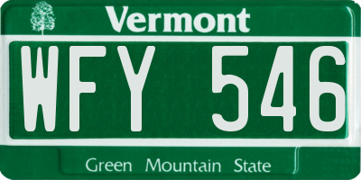 VT license plate WFY546