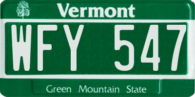 VT license plate WFY547