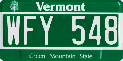 VT license plate WFY548