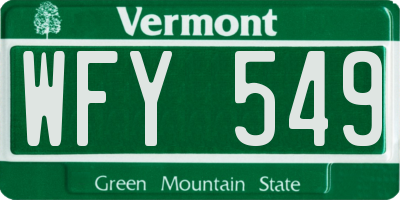 VT license plate WFY549