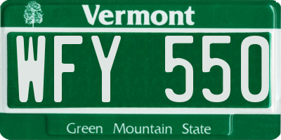 VT license plate WFY550