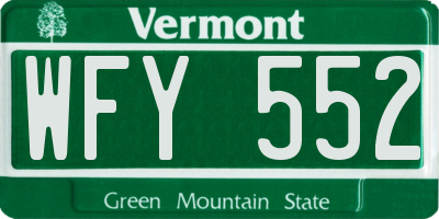 VT license plate WFY552