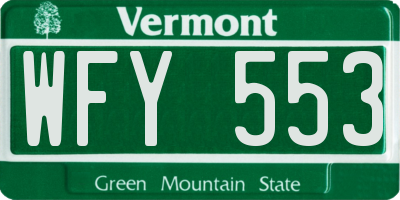VT license plate WFY553