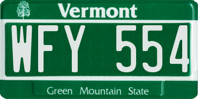 VT license plate WFY554
