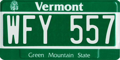 VT license plate WFY557