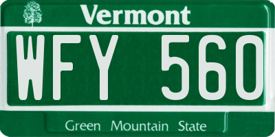 VT license plate WFY560
