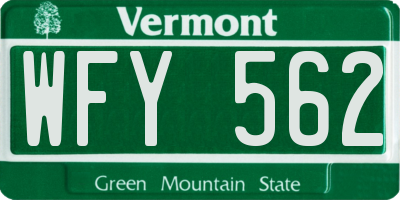 VT license plate WFY562