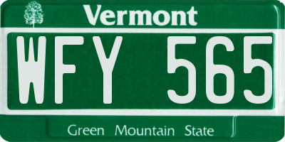 VT license plate WFY565