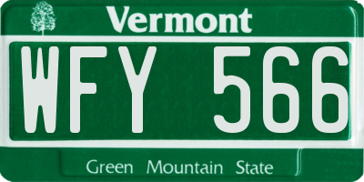 VT license plate WFY566