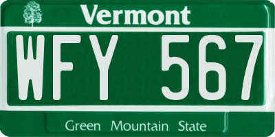 VT license plate WFY567
