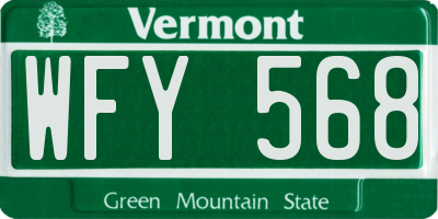 VT license plate WFY568