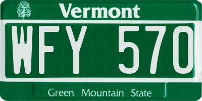 VT license plate WFY570