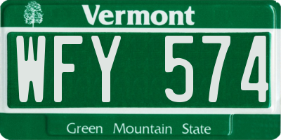 VT license plate WFY574