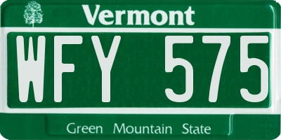 VT license plate WFY575