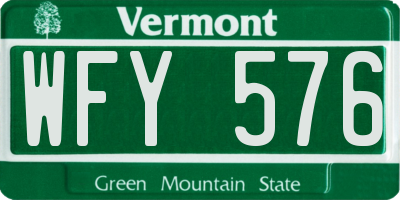 VT license plate WFY576