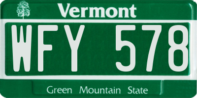 VT license plate WFY578