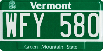 VT license plate WFY580