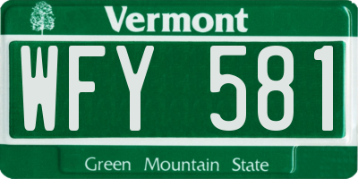 VT license plate WFY581