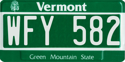 VT license plate WFY582