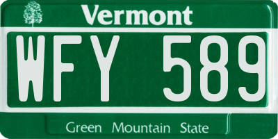 VT license plate WFY589
