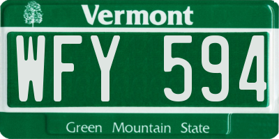 VT license plate WFY594
