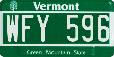 VT license plate WFY596