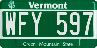 VT license plate WFY597