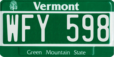 VT license plate WFY598