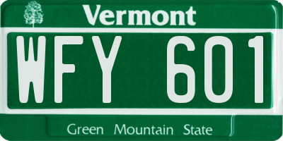 VT license plate WFY601