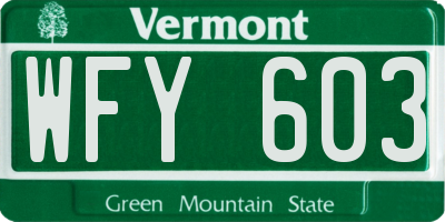 VT license plate WFY603