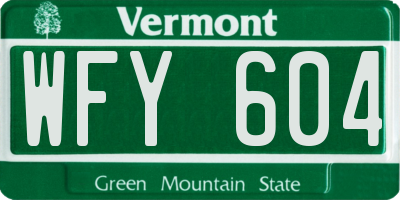 VT license plate WFY604