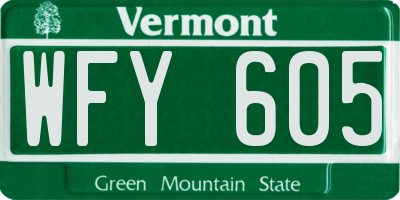 VT license plate WFY605