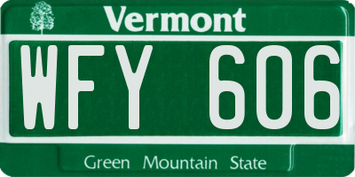VT license plate WFY606