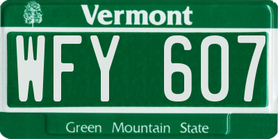 VT license plate WFY607