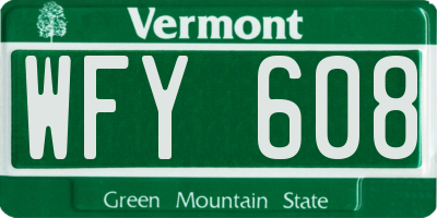 VT license plate WFY608