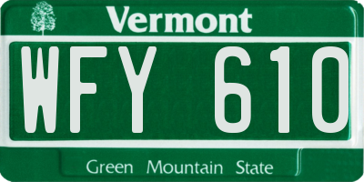 VT license plate WFY610