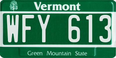 VT license plate WFY613