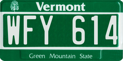 VT license plate WFY614