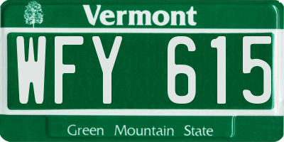 VT license plate WFY615