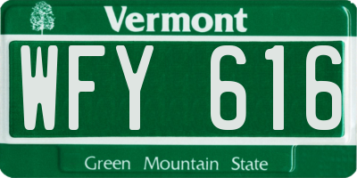 VT license plate WFY616